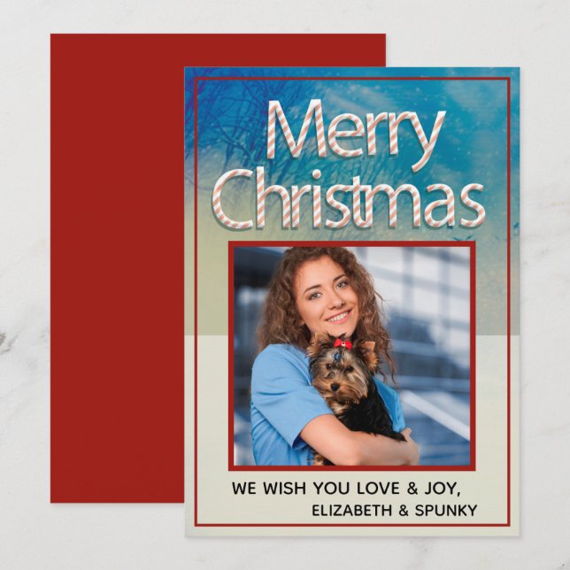 God jul Family Roligt Photo Personalize Julkort (Fram/baksida)