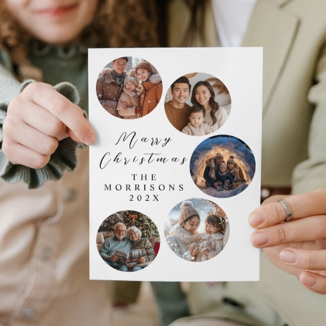 God jul Family Round Collage Foton Julkort (Skapare uppladdad)