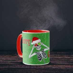 God jul Fånig Skeleton Ornament Ögon Hat Mugg