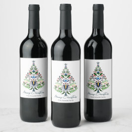 God jul - fantastisk Kashubian Julgran Vinflaska Etikett