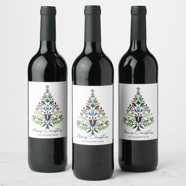 God jul - fantastisk Kashubian Julgran Vinflaska Etikett (Flaskor)