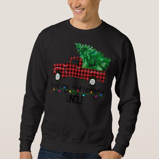 God jul farbror PJulafton Lastbil Träd Lång Ärmad Tröja (Framsida)