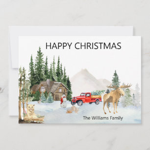 God jul, färg Kanada Woodland Moose Cougar Julkort
