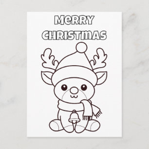 God Jul Färg mig Renar Vykort
