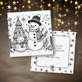 God Jul Färg mig | Snömannen och kaninen Julkort