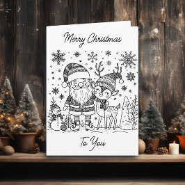 God Jul Färg Mig | Tomte och Renar Kort