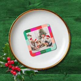 God Jul Färgblock Foto Underlägg Papper Kvadrat