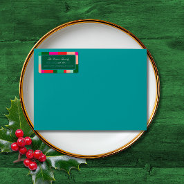 God Jul Färgblock Grön Avsändaradress Adressetikett