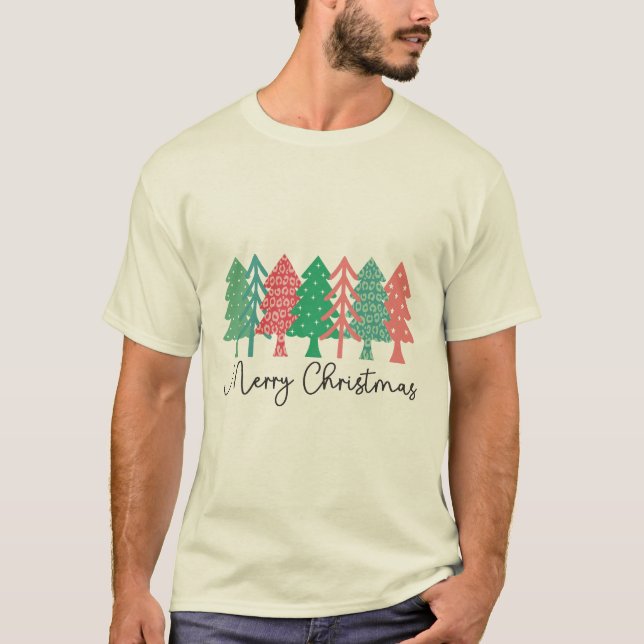 God jul - Färgfläckat Träd T Shirt (Framsida)