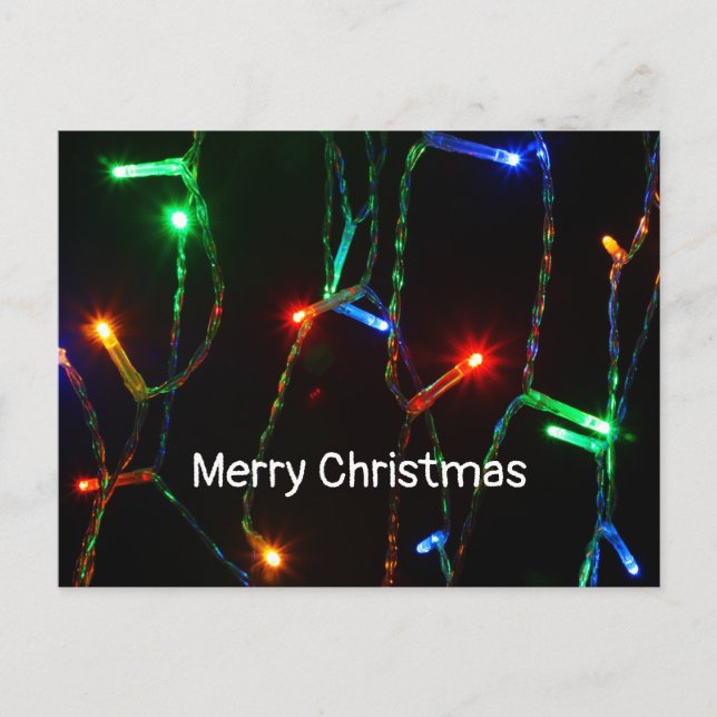 "God Jul" färgglada lampor Vykort (Framsida)
