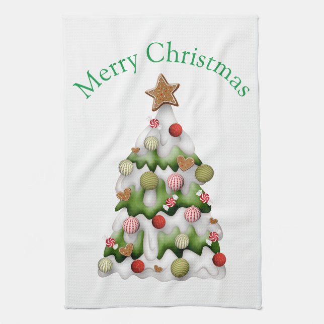 God jul färglös snö Julgran Kökshandduk (Vertikal)