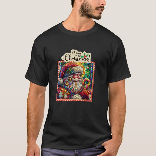 God jul färglöst nedfläckad, Santa Cand T Shirt (Framsida)