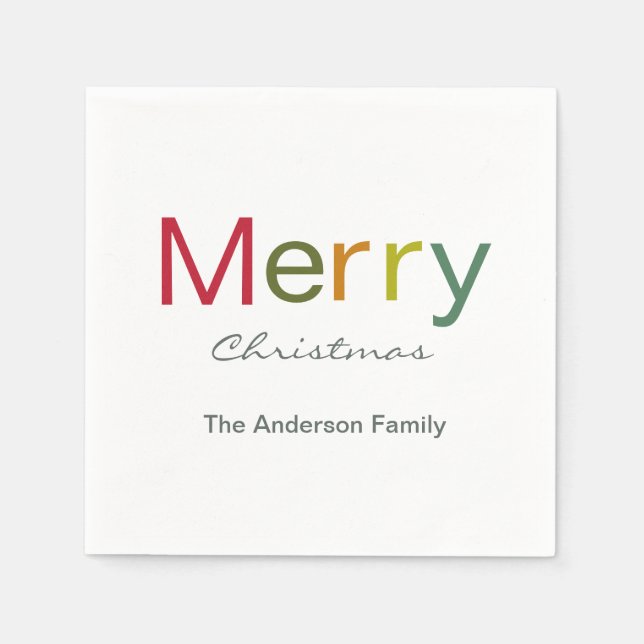 God jul färgstark textfamilj pappersservett (Framsidan)