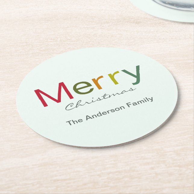 God jul färgstark textfamilj underlägg papper rund (Vinklad)