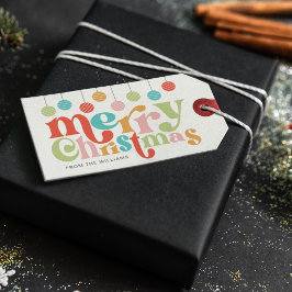 God jul färgstarka retro-prydnadsföremål presentetikett