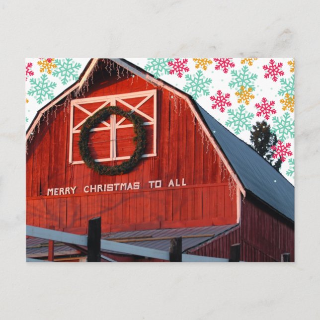 God jul Farm Barn Vykort (Framsida)