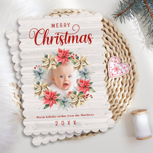 God jul Farmhouse Poinsettia Wandeand Photo Julkort