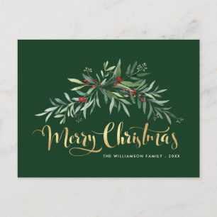 God jul faux foil lettkort vykort