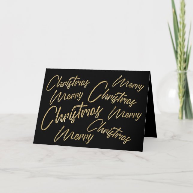 God jul Faux Gold Foil and Black Helgkort (Framsida)