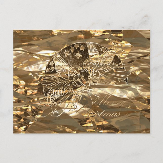 God jul Faux Gold Foil Änglar Elegant Helg Vykort (Framsida)