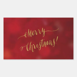 God jul Faux Gold Foil Julhälsningar Rektangulärt Klistermärke