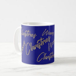 God jul Faux Gold Foil och Blue Kaffemugg
