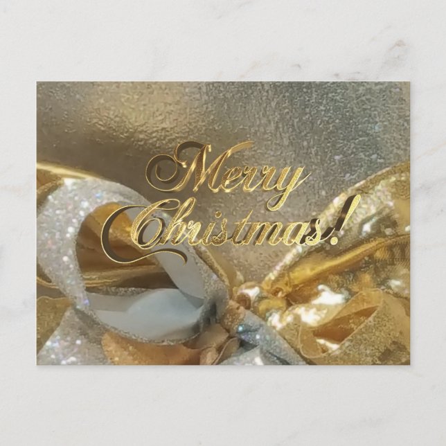 God jul Faux Gold Foil Script-Elegant, Chic Vykort (Framsida)