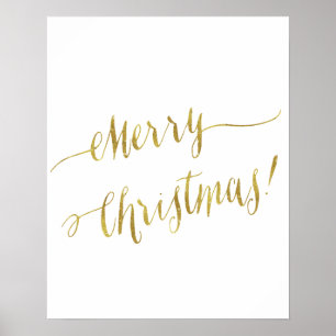 God jul Faux Gold Foil Script Lettering Poster