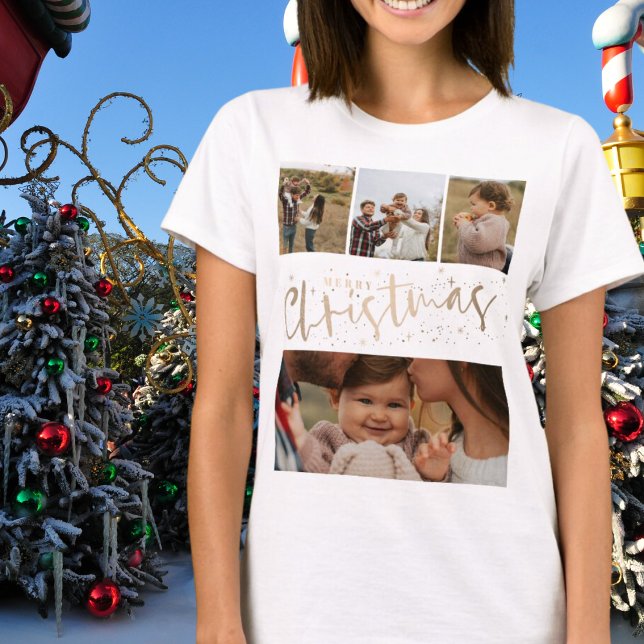 God jul Faux Guld 4 Fotojul T Shirt (Skapare uppladdad)
