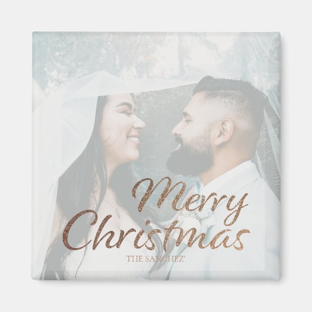 God jul Faux Guld Anpassningsbar Photo & Namn Magnet (Framsidan)