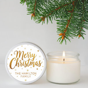 God jul Faux Guld Avslappnad Script Snowflake Runt Klistermärke