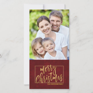 God jul Faux-guld-foto med sallat papper Julkort