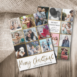 God jul faux guld Multi Photo Julkort