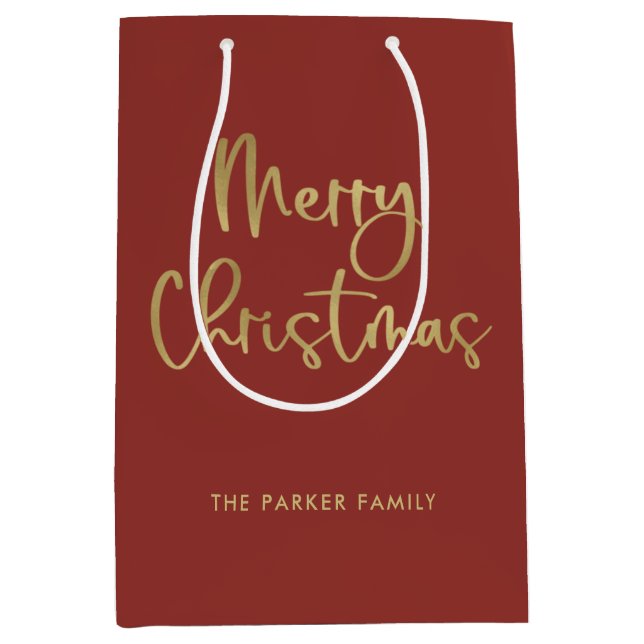 God Jul | Faux Guld på Red Avslappnad Script (Framsidan)