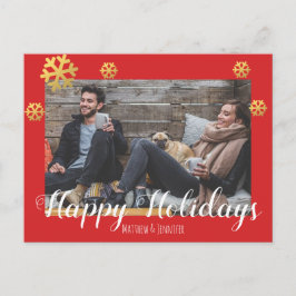 God jul Faux Guld Snöflingor Helg Vykort