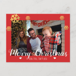 God jul Faux Guld Snöflingor Helg Vykort