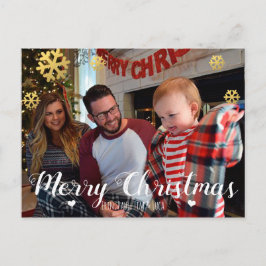 God jul Faux Guld Snöflingor Helg Vykort