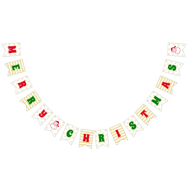 God jul Faux Guld Stars Santa Roligt Helgdag Vimplar (Alla)