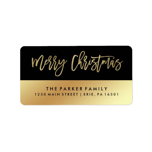 God jul | Faux Guld Typography and Black Adressetikett (Framsidan)