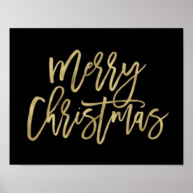 God Jul | Faux Guld Typography on Black Poster (Framsidan)
