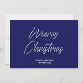 God jul Faux Silver Foil och Blue Julkort