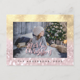 God jul FauxGold Spark Photo Glitter Vykort
