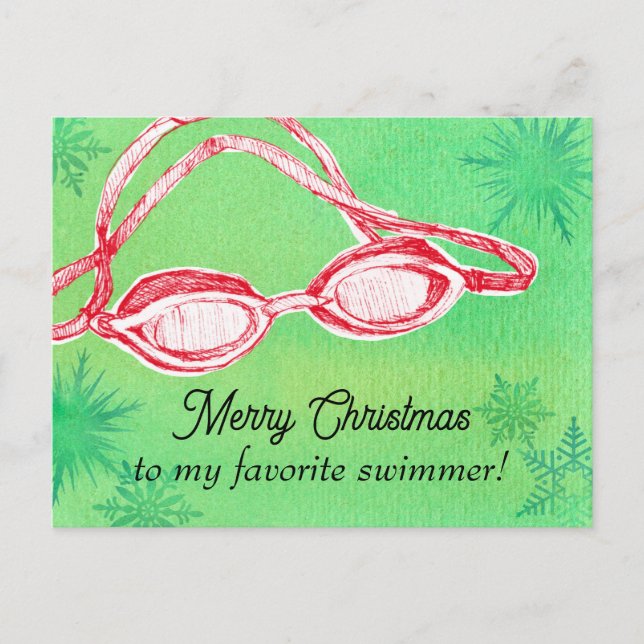 God jul Favorite Swimmer Goggles Helg Vykort (Framsida)