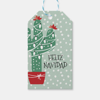 God Jul | Feliz Navidad Cactus Presentetikett