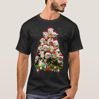 God jul Ferret jul Ornament Träd San T Shirt