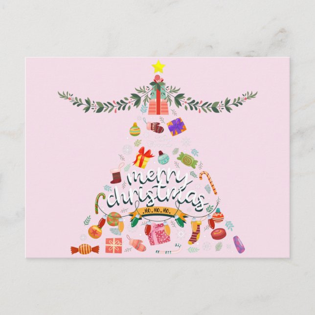 God Jul Festiv Allt Julgran Vykort (Framsida)