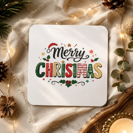 God Jul Festiv Typografi Fyrkantigt Klistermärke