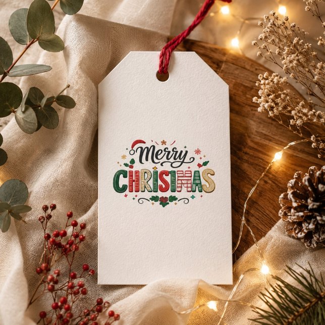 God Jul Festiv Typografi Presentkort Presentetikett (Skapare uppladdad)