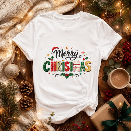 God Jul Festiv Typografi T Shirt