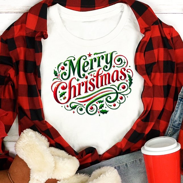 God Jul Festiv Typografi T Shirt (Skapare uppladdad)